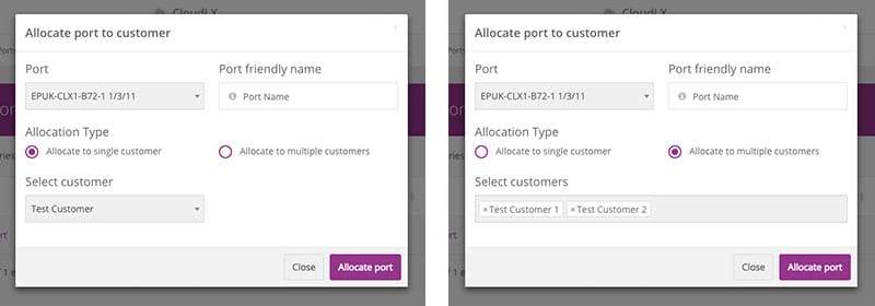 Allocating a Port to a single customers and multiple customers